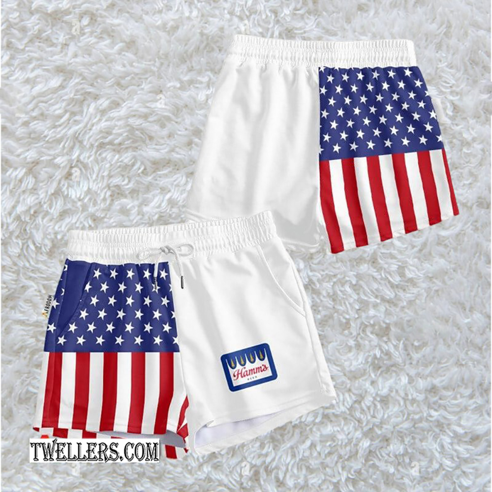 Hamm's Beer USA Flag Fourth Of July Women's Casual Shorts - TW246