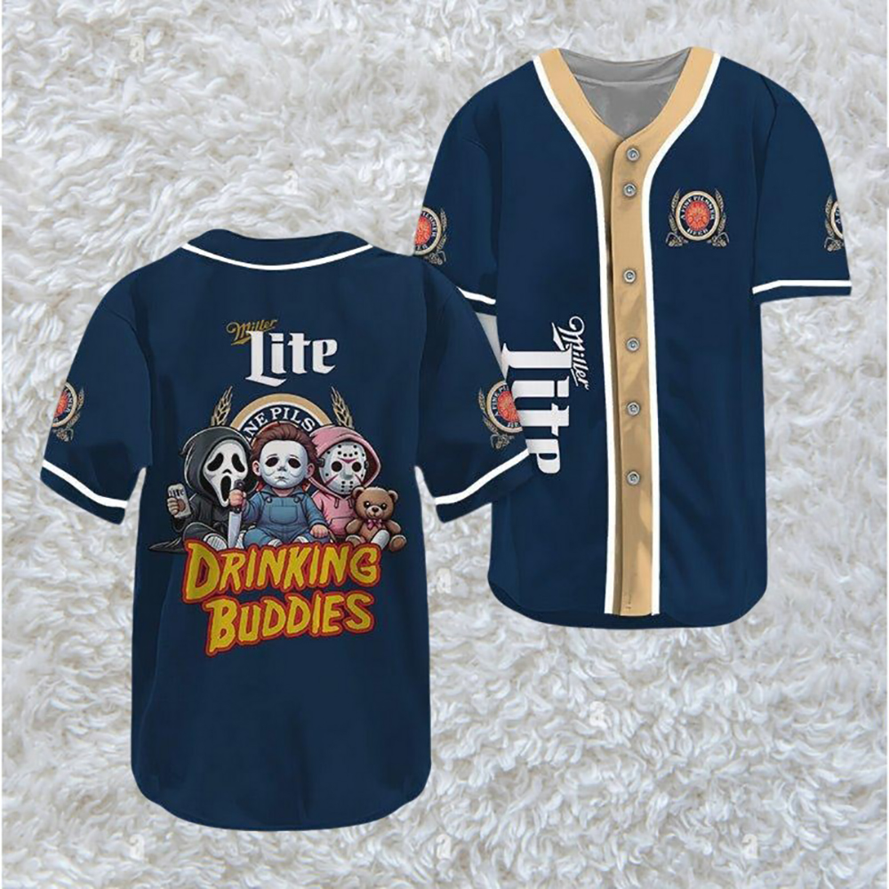 Miller Lite Halloween Drinking Buddies Baseball Jersey - TW1589