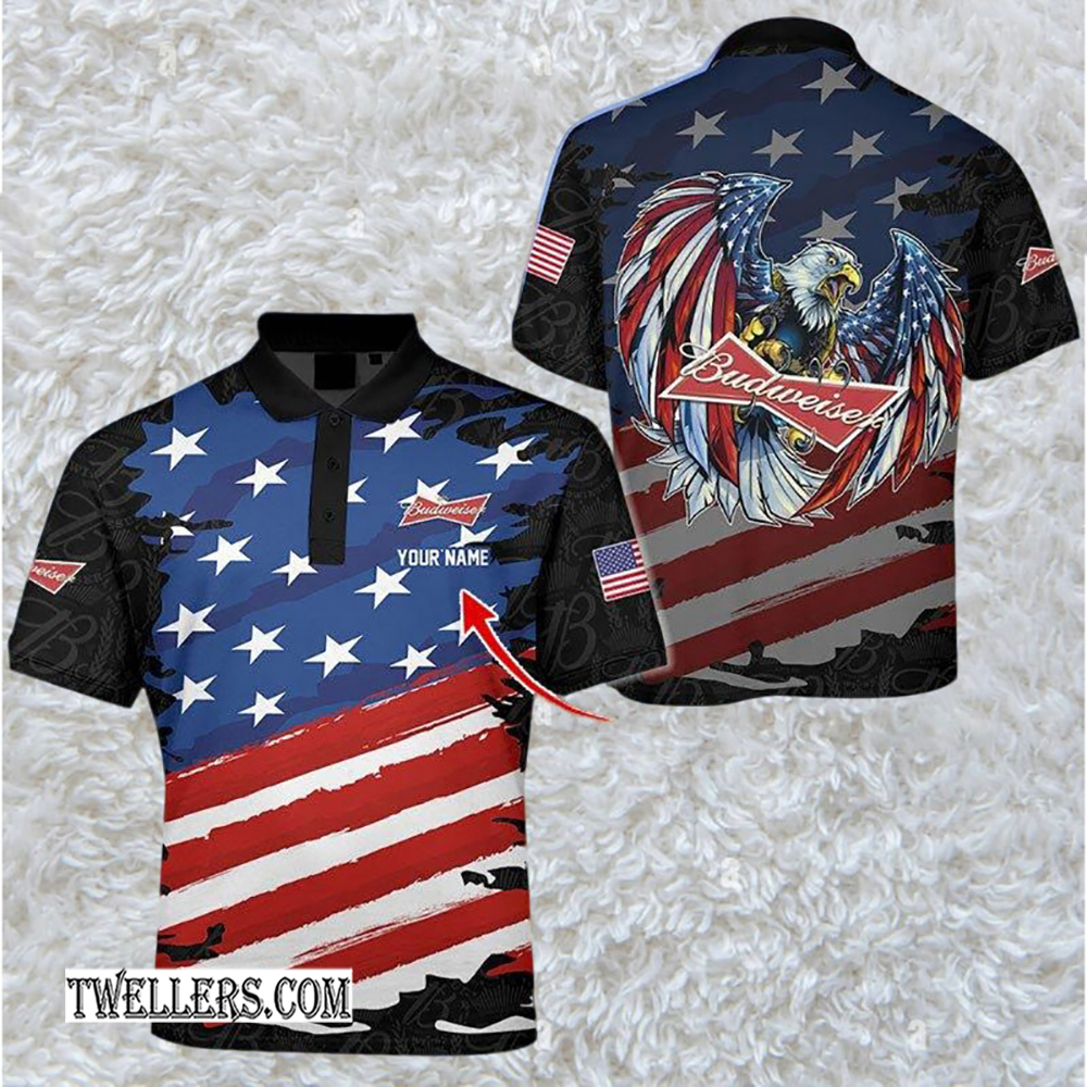 Personalized Budweiser Freedom Eagle Polo Shirt - TW1323